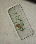 Patera talerz do serwowania szkło nadruk polne kwiaty vintage