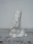 Biały pies basset figura vintage