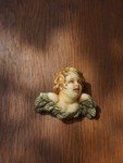 Aniołek cherubinek z wosku dekoracja vintage