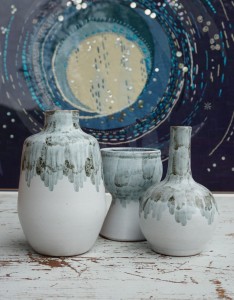 Trio wazoniki ceramiczne 3 szt. vintage