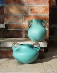 Wazon wazony ceramiczne turkusowe 2 szt. vintage