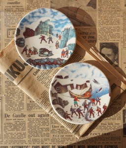 Talerzyki dekoracyjne zimowe Arabia Finland vintage