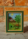 Obrazek artystyczny miniatura  domek zielona ramka vintage