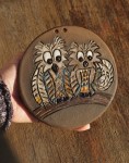 Sowa sowy zawieszka ceramiczna dekoracyjna obrazek vintage 