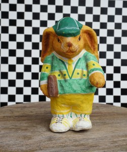 Zając dekoracja papier-mache vintage