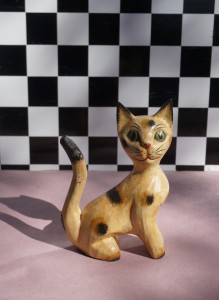 Kot drewniany figurka vintage
