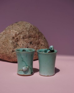 Kieliszki ceramiczne z myszkami vintage