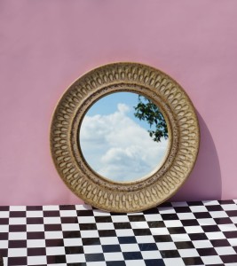 Lustro ceramiczne okrągłe vintage