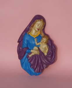 Maryja  Madonna  płaskorzeźba gipsowa vintage