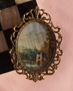 Zdobiona ramka mosiężna obrazek vintage