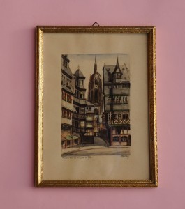 Obrmazek  stare miasto ręcznie malowany vintage 