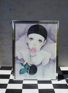 Pierrot i róża obraz wydruk vintage