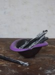 Miska ceramiczna fioletowa vintage vintage