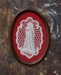 Maryja z Dzieciątkiem Matka Boska koronka klockowa obrazek vintage