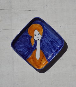 Paterka ceramiczna portret dziewczyny vintage