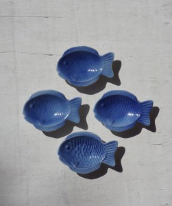 Ceramiczne rybki zestaw 4 szt. vintage