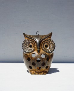 Sowa ceramiczna świecznik vintage
