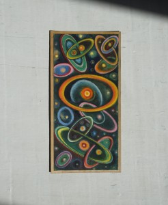 Obraz abstrakcja kosmiczna planety zielona vintage