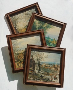 Zestaw brazkw drewniane ramy 4 szt vintage 