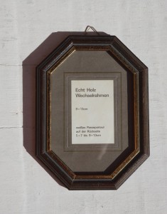 Ramka drewniana ośmiokątna brąz vintage