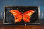 Taca drewniana oszklona motyl vintage