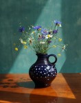 Wazon  dzbanek kobalt kwiatki ceramiczny vintage