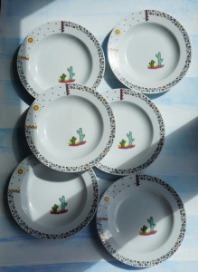 Talerze talerz porcelanowe Winterling Tequila kaktus  zestaw 6 szt. vintage 
